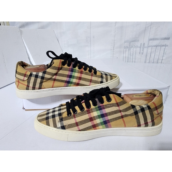Burberry Rainbow Check Canvas Sneakers Size 41 - Picture 10 of 11